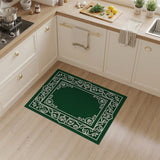 Ornate Green Lotus Border Area Rug