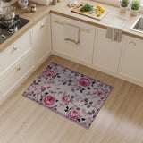 Floral Vintage Pink Rose Floral Area Rug
