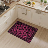 Ornate Pink Skull Rose Area Rug