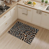 Abstract Swirl Area Rug in Black, Orange Cream