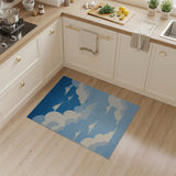 Pixelated Clouds Blue Sky Area Rug
