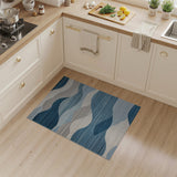 Blue and Teal Serene Blue Wave Abstract Area Rug
