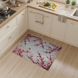Washable Pink Cherry Blossom Area Rug - Low Pile, Non-Slip & Pet Friendly