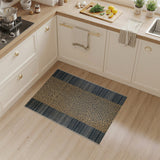Leopard Print Beige Area Rug with Grey Borders