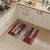 Red Bold Red Geometric Block Area Rug