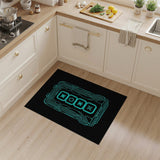 Neon Teal Cyber Geometric Area Rug