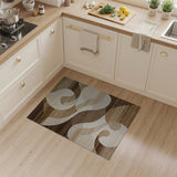 Abstract Wavy Brown Tan Area Rug