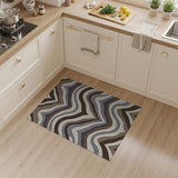 Layered Wave Brown Tan Geometric Area Rug