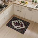 Ornate Nautical Anchor Calligraphy Rug
