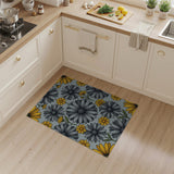 Vintage Yellow Grey Daisy Floral Area Rug