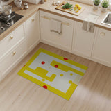 Bold Yellow Geometric Area Rug with Red Dots