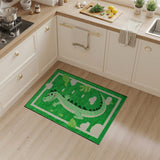 Playful Green Crocodile Kids Cartoon Area Rug