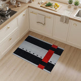 Bold Black Red Geometric Stripe Area Rug