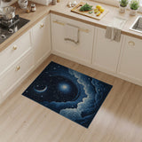 Starry Spiral Crescent Moon Blue Area Rug