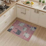 Adorable Pink Cartoon Cats Area Rug