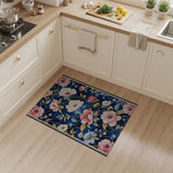 Blue and Teal Navy Blue Peony Floral Area Rug