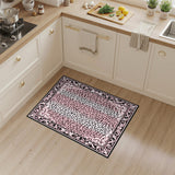 Pink Leopard Print Vintage Border Area Rug