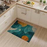Blue and Teal Teal Abstract Wave Geometric Area Rug