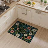 Vibrant Poppy Floral Area Rug on Black