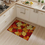 ODIKA Washable Autumn Maple Leaf Area Rug - Low Pile, Non-Slip Fall Decor