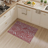 Geometric Modern Red Geometric Maze Area Rug