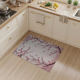 Pink Cherry Blossom Area Rug with Birds