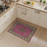 Pink Ornate Floral Medallion Rug