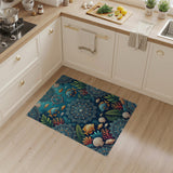 Teal Mandala Underwater Sea Life Area Rug