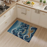 Swirling Ocean Waves Coastal Beach Rug