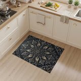 Ornate Gold Silver Mandala Floral Rug