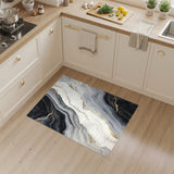 Black White Marble Abstract Area Rug