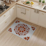 Intricate Orange Floral Mandala Rug