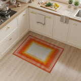 Vibrant Orange Concentric Border Area Rug