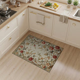 Pink Vintage Peony Floral Border Area Rug