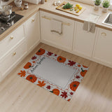 Autumn Greeting Pumpkins Maple Leaves Rug