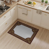 Ornate Maroon Gold Persian Border Rug
