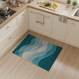 Blue and Teal Abstract Teal Wave Area Rug
