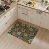 Sage Green Blush Pink Roses Floral Area Rug