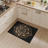 Ornate Golden Rose Mandala Area Rug