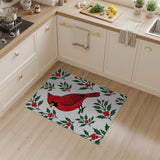 Red Cardinal and Holly Berry Area Rug