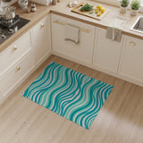 Coastal Beach Blue and Teal Teal Ocean Waves Area Rug