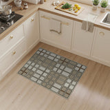 Beige Grid Cross Patchwork Area Rug