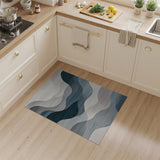 ODIKA Modern Abstract Blue & Grey Washable Area Rug - Low Pile Non-Slip