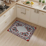 Intricate Red Teal Floral Persian Border Rug
