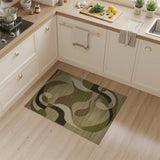 Abstract Curved Green Area Rug