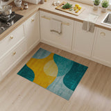 Teal Sunny Yellow Modern Wave Area Rug