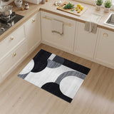 Geometric Modern Black White Curved Geometric Area Rug