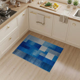Modern Blue Geometric Block Area Rug
