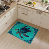 Twin Sea Turtles Teal Blue Coastal Rug
