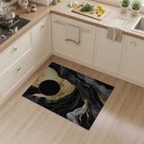 Luxe Black Gold Veined Marble Abstract Area Rug